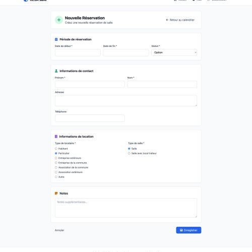 Applications professionnelles sur mesure - Réservation de Salle Événementielle