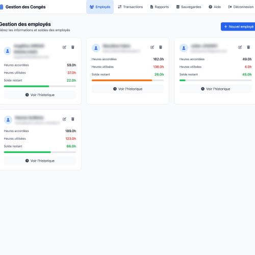 Applications professionnelles sur mesure - Gestion des Congés