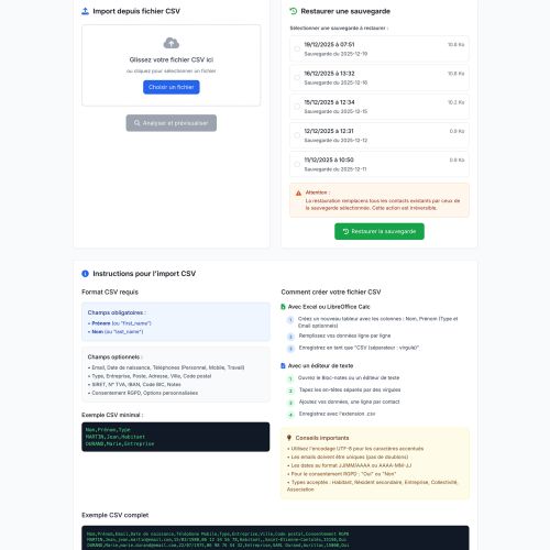Applications professionnelles sur mesure - Annuaire de Contacts