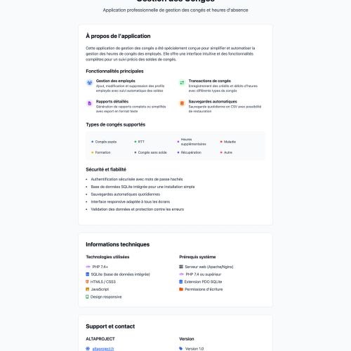 Applications professionnelles sur mesure - Gestion des Congés
