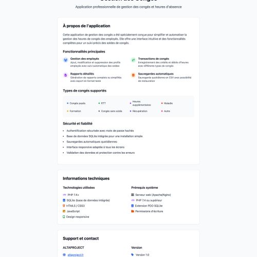 Applications professionnelles sur mesure - Gestion des Congés